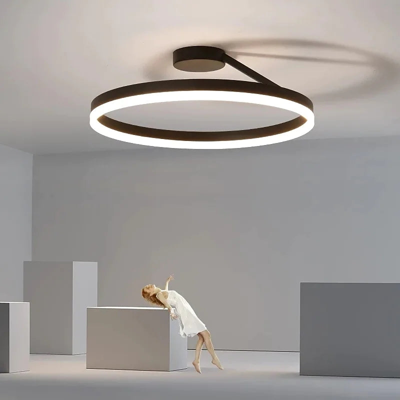 Arisha Deckenleuchte Ring Modern LED Schwarz/Weiß Wohnzimmer Flur Metall-Hausvellin
