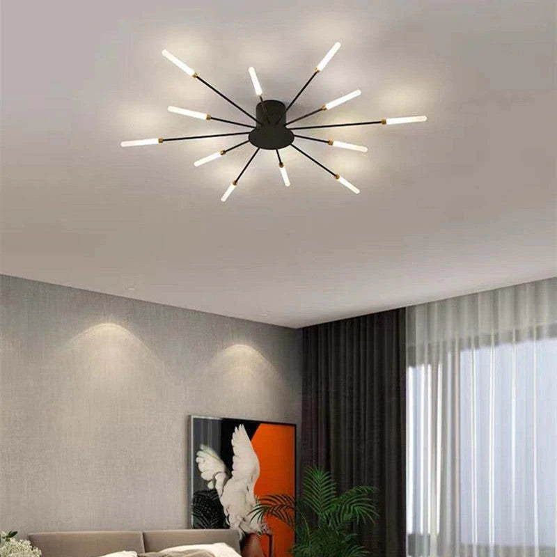 Arisha Industrial LED Deckenleuchte Schwarz/Gold Wohnzimmer Metall-Hausvellin