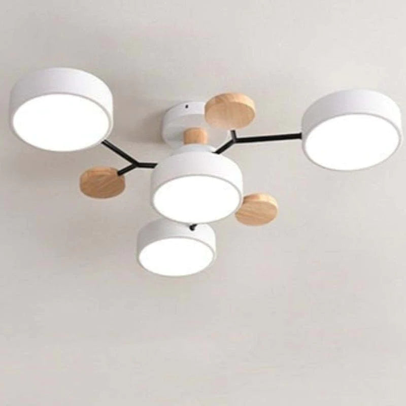 Muto Deckenleuchte Holz Modern Rund LED Weiß Schlaf/Wohnzimmer-Hausvellin